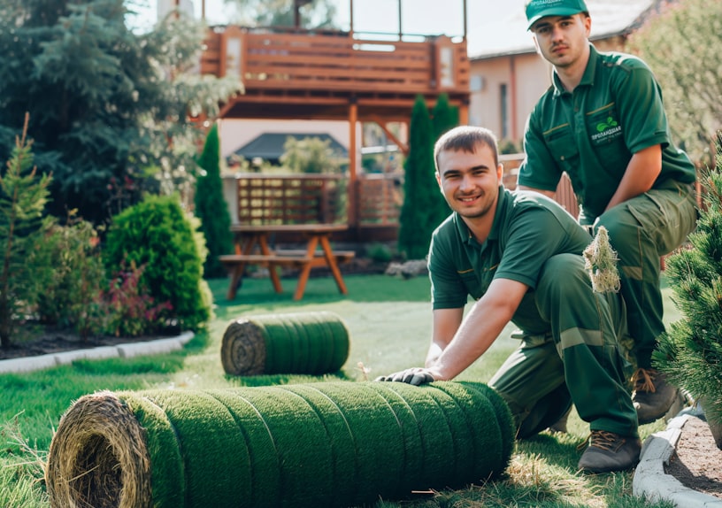 укладка рулонного газона